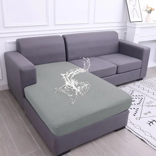 Miniatura 40 de hyha Fundas impermeables para cojines de sofá para mascotas, funda antideslizante para asiento de sofá para perros lavable, tela de jacquard Gris