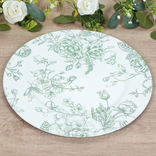 Miniatura 17 de Efavormart - Paquete de 10 platos de postre de plástico francés – Azul y Blanco Floral, platos de ensalada desechables redondos de 7 pulgadas