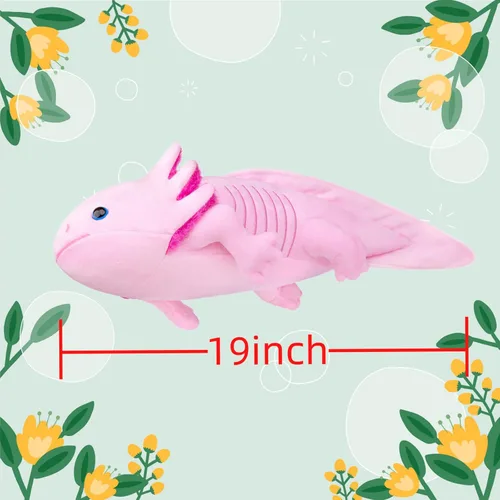 Miniatura 2 de FRANKIEZHOU Animal de peluche realista de ajolote rosa de 19 pulgadas, juguete de peluche de ajolote, animales de peluche de San Valentín, peluche