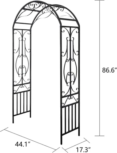 Miniatura 3 de Arco de jardín para exteriores, 86.6 pulgadas de alto x 44.1 pulgadas de ancho, enrejado de metal, plantas trepadoras para bodas, fiestas de césped