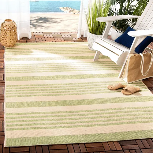 Miniatura 7 de SAFAVIEH Courtyard Collection - Alfombra decorativa, 2.3 x 5 pies, beige y verde oscuro, para interior/exterior, resistente a la intemperie