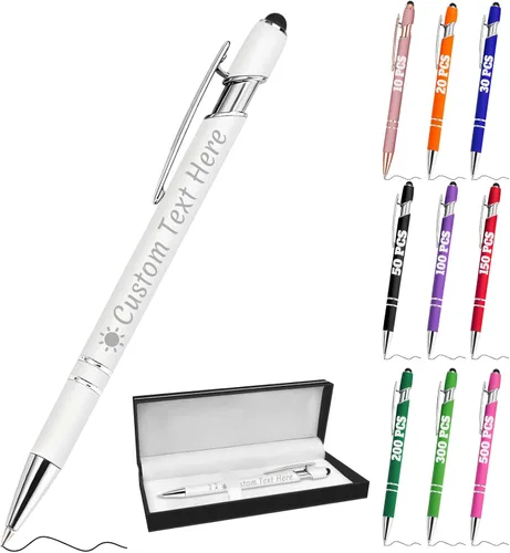Miniatura 115 de Bolígrafos personalizados con grabado de nombre personalizado, bolígrafos de punta de lápiz con punta de lápiz personalizada, bolígrafos de Azul