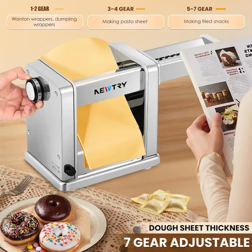 Miniatura 3 de NEWTRY Máquina eléctrica para hacer pasta familiar, máquina para hacer fideos, rodillo de masa, cortador de prensa con 3 accesorios de cuchilla
