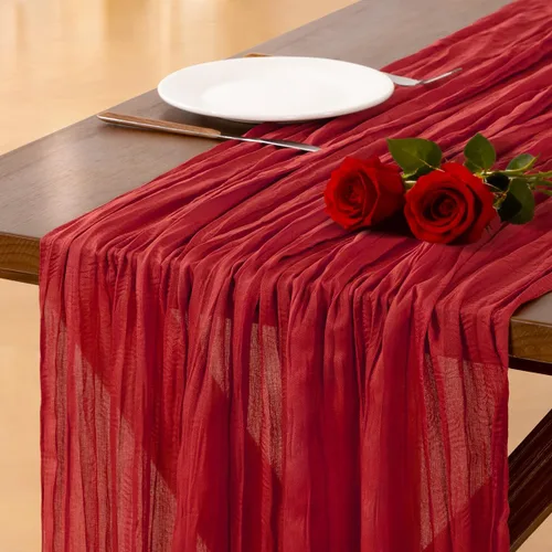 Miniatura 21 de Socomi - 10 caminos de mesa de gasa, estilo bohemio y rústico, para primavera, Pascua, bodas, fiestas, baby showers, cumpleaños y decoración, 120