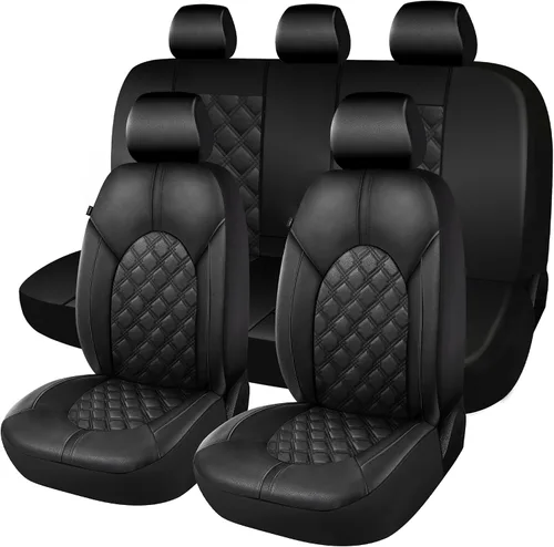 Miniatura 10 de CAROMOP Fundas de asiento de coche de cuero PU de lujo, juego delantero - Fundas de asiento impermeables y antimanchas para automóviles, fundas