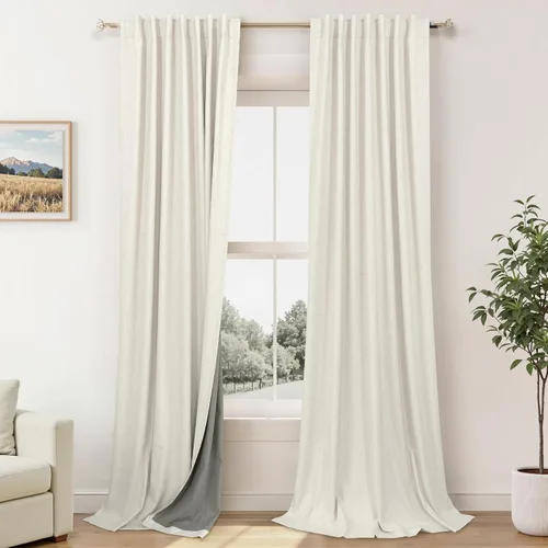 Miniatura 59 de Pitalk Cortinas cortas 100% opacas de lino para cafetería, 40 pulgadas de largo, 2 paneles, cortinas de puerta francesa para ventana, cortina