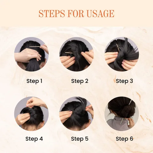 Miniatura 4 de RAYNAG Paquete de 4 palillos de metal para el cabello, palillos de pelo para niñas y mujeres, alfileres de aleación, dorado y plateado