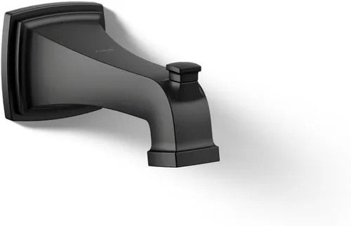 KOHLER 27406-BL Riff - Boquilla de baño para montaje en pared con desviador y conexión deslizante, grifo de bañera, color negro mate Mate negro