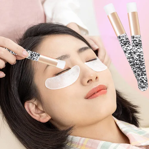 Miniatura 5 de 30 cepillos de champú para extensiones de pestañas de cristal con purpurina con contenedor, herramienta removedor de cepillos para puntos negros
