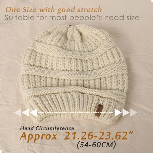 Miniatura 4 de FURTALK Womens Winter Knit Slouchy Beanie Hat Warm Skull Ski Cap Faux Fur Pom Pom Hats for Women