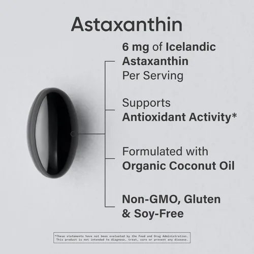 Miniatura 2 de Sports Research Suplemento de astaxantina de triple fuerza (6 mg) con aceite de coco orgánico para actividad antioxidante, apoyo a la salud