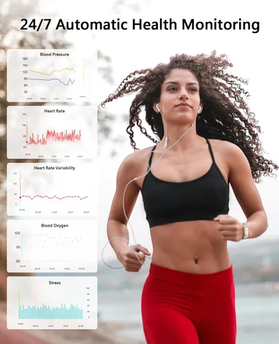 Miniatura 4 de Pulsera inteligente para mujeres y hombres, rastreador de actividad de salud, monitor de sueño 24 horas, frecuencia cardíaca continua durante todo