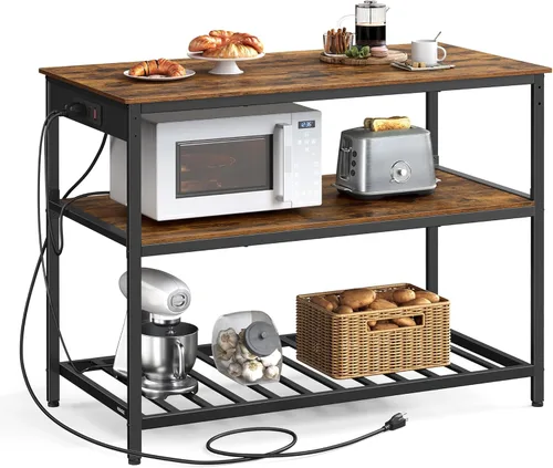 Miniatura 14 de VASAGLE UKKI005B01 - Isla de cocina con 3 estantes, estante de cocina de 39.4 pulgadas de ancho con gran encimera, estructura de acero estable