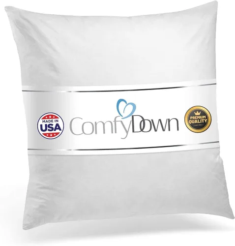 Miniatura 7 de ComfyDown Cojín de 12 x 12 pulgadas, relleno de plumas y plumas, funda 100% algodón, fabricada en Estados Unidos, funda de almohada decorativa suave