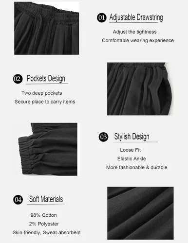 Miniatura 5 de COOFANDY Pantalones harén de algodón para hombre, casuales, holgados, de lino, hippie