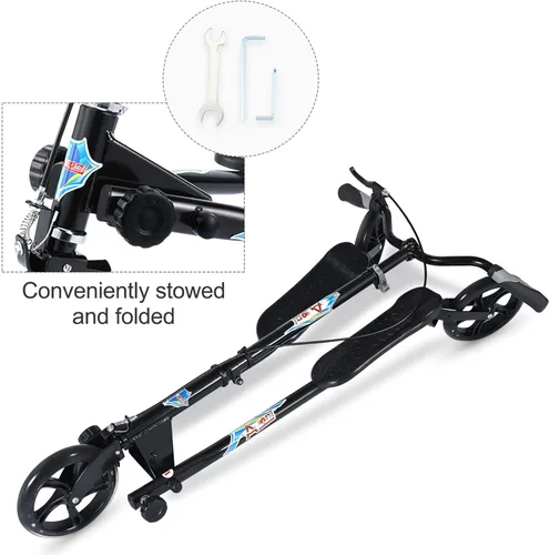 Miniatura 3 de Patinete plegable de 3 ruedas con mango ajustable para niños, niñas, adultos a partir de 8 años Negro