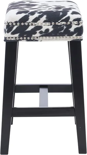 Miniatura 8 de Linon Taburete de bar Harlow con estampado de vaca negra sin respaldo de 30 pulgadas
