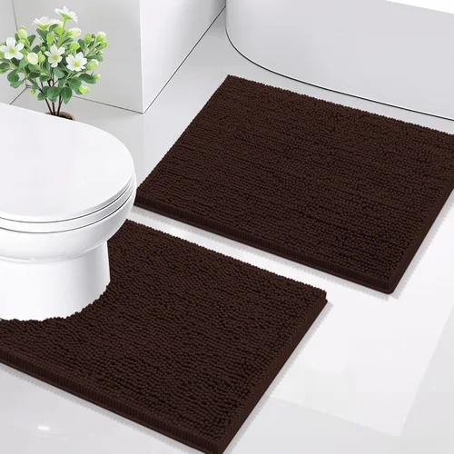 Miniatura 122 de Smiry Juego de 2 alfombras de baño, felpilla suave y absorbente, lavable a máquina, antideslizantes, para bañera, ducha y suelo