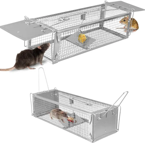 Miniatura 12 de Trampa de jaula de animales vivos de 31 pulgadas, trampa plegable resistente para gatos callejeros, mapaches, ardillas, zorrillos, marmotas, topos