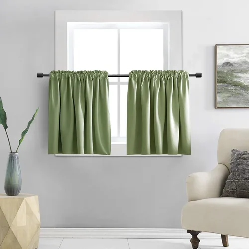 Miniatura 12 de DONREN - Cortinas blackout de 2 paneles con bolsillo para cortinero Negro