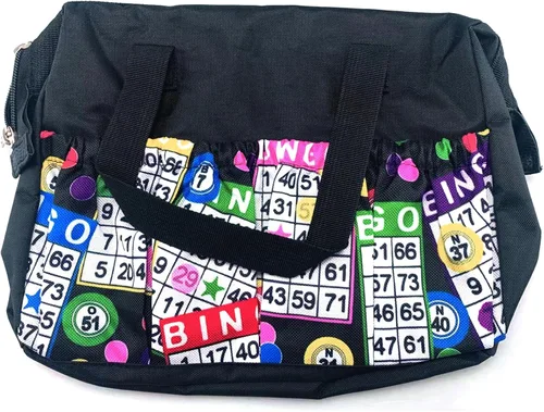 Miniatura 8 de Versátil bolsa grande de bingo 8 bolsillos Accesorios de bingo y estuche de maquillaje Bolsa de almacenamiento con cremallera