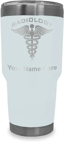 Miniatura 9 de LaserGram Vaso aislado al vacío de 20 onzas, radiología, grabado personalizado incluido (azul claro)