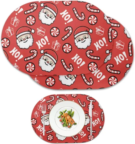 Miniatura 18 de Pumpkin Placemats Oval Placemats Set of 2 Black Cat Table Mats for Dining Tables Washable Heat Resistant Place Mats for Holiday Party Use 12X18 Inch