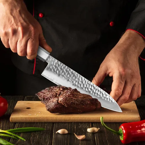 Miniatura 7 de Cuchillo de chef japonés de 8 pulgadas, cuchillo de chef profesional ultra afilado, cuchillo de cocina japonés de 9 capas VG-10 revestido, cuchillo