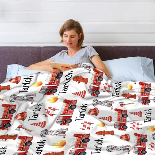 Miniatura 6 de PANDASBLANKET Manta personalizada con nombre para niños, adultos, mascotas, camión de bomberos, automóvil, manta personalizada para cumpleaños