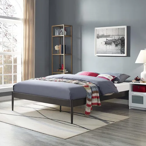 Miniatura 2 de Modway Elsie - Base de cama de metal con soporte de tablillas, tamaño King, color marrón