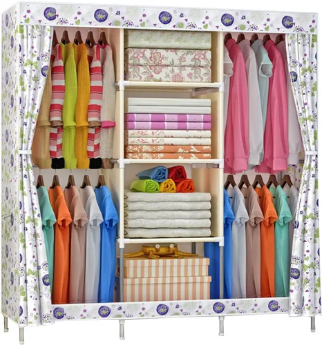 Fabric Wardrobe Portable Wardrobe Shelves Clothes Closet Storage Organizer with Hanging Rail,Shelves,Fabric Cover for Bedroom,Living