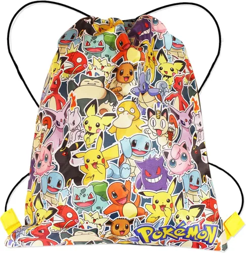 Pokemon Bolsas de gimnasio con cordón para niños, perfectas para viajes y natación para niños y niñas, con Charmander y Pikachu., Varios colores,