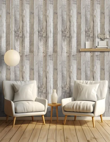 Miniatura 6 de LXCREAT Papel de contacto de bloque de carnicero de madera sintética, papel tapiz Shiplap para despegar y pegar, tablones de madera para paredes