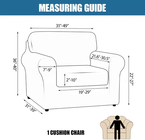 Miniatura 3 de JQinHome Funda elástica para sofá de 2 piezas Fundas para sofá, funda para sillón con funda de cojín separada para silla, protector de muebles