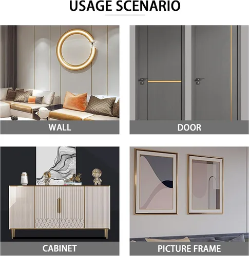 Miniatura 5 de QDYMXUN Moldura de PVC para despegar y pegar, tira de decoración de pared flexible para marco de espejo, gabinete, bordes, bordes y azulejos