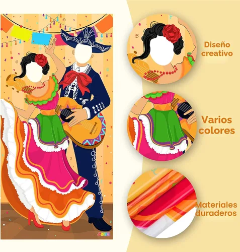 Miniatura 3 de JOYIN Cartel de puerta de fotos de pareja del Cinco de Mayo para suministros de fiesta, decoración de fondo de fotografía mexicana, fondo de cabina