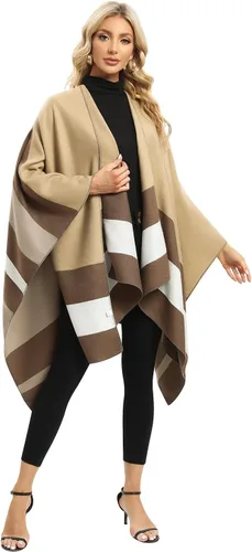 Miniatura 29 de Femdouce Manta cálida para mujer, ligera, con frente abierto, capa tipo poncho para primavera, otoño e invierno