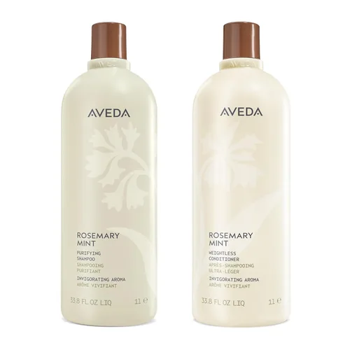 Aveda Champú y acondicionador purificador de menta de romero | Champú clarificante | Acondicionador ligero para cabello normal a graso | Tipos de