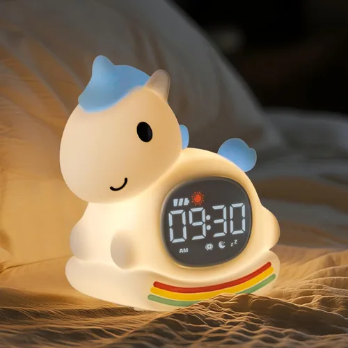 Yiliaw Reloj despertador para niños con luz nocturna, reloj de entrenamiento para dormir, reloj de hora de despertar, luz de silicona recargable