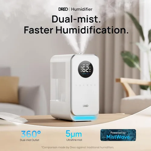 Miniatura 2 de Dreo Humidificadores para recámara, humidificador inteligente de niebla fría silencioso de llenado superior para habitación grande del hogar, Blanco