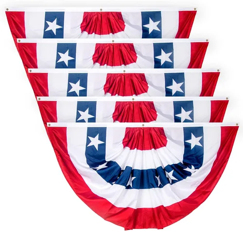 Miniatura 8 de Bandera de abanico plisada de Estados Unidos de 3 x 6 pies, bandera estadounidense para exteriores, bandera patriótica de medio abanico con ojales 6