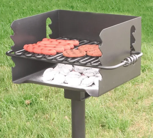 Miniatura 3 de Pilot Rock Park Style - Parrilla de carbón de acero al aire libre con rejilla de cocción, giro de 360 grados y caja de fuego de acero de calibre