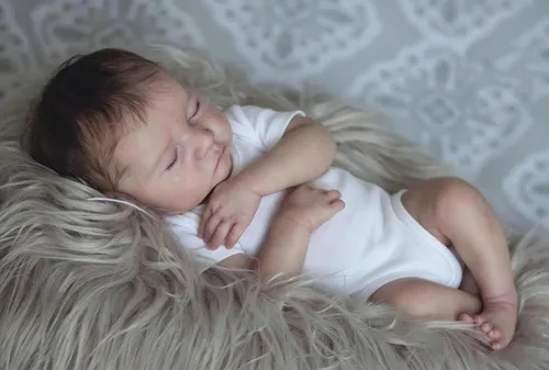 Miniatura 3 de iCradle Preciosa muñeca de bebé Reborn de 19 pulgadas de vinilo completo realista muñeca bebé niño pelo arraigado durmiendo realista muñeca recién