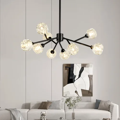 Miniatura 16 de Weesalife Sputnik - Candelabros para comedor sobre mesa, modernos candelabros de cristal, 6 luces negras para sala de estar, dormitorio, isla