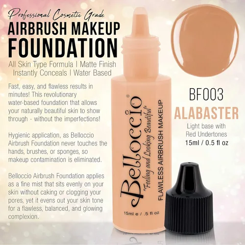 Miniatura 2 de Base de maquillaje aerógrafo, 1/2 botella Belloccio's, cosméticos profesionales, Alabaster
