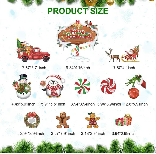 Miniatura 5 de 12 Piezas de Imanes de Navidad para Refrigerador, Decoración Magnética para Nevera, Calcomanías de Coche de Navidad, Imanes de Árbol de Navidad