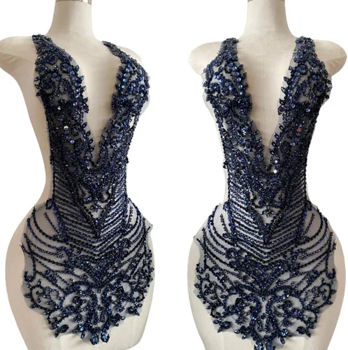Miniatura 9 de Apliques de diamantes de imitación hechos a mano para coser en cuentas, parches de recorte, accesorios para vestido de novia, parche de encaje