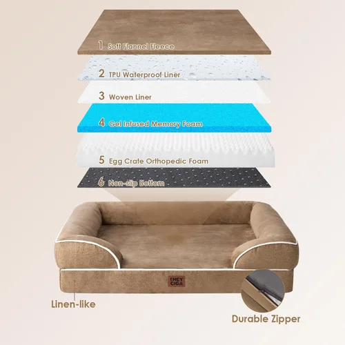 Miniatura 97 de EHEYCIGA – Cama ortopédica impermeable para perros pequeños, de espuma viscoelástica tipo caja de huevos, con bordes elevados y base antideslizante