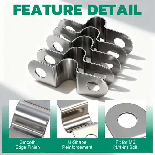 Miniatura 3 de OURU 30 abrazaderas de conducto de 1 pulgada de acero inoxidable 304, abrazadera de tubo de metal rígido en U, correa de tubo de 2 agujeros