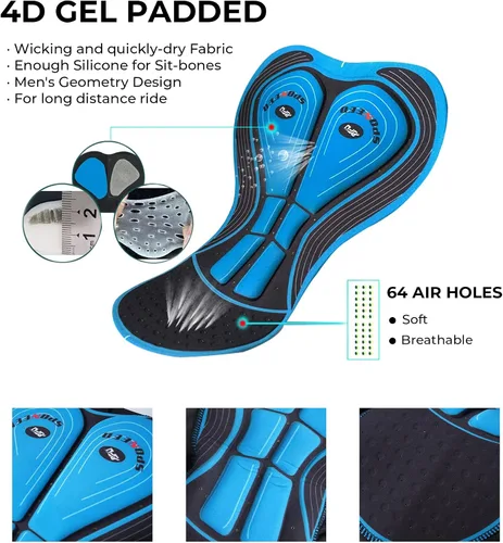 Miniatura 9 de sponeed Pantalones cortos de ciclismo acolchados para hombre, pantalones de montar en bicicleta, ropa de ciclismo, ropa de bicicleta, mallas